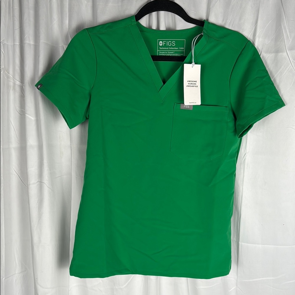 Figs Green Fitted Short Sleeve Tee